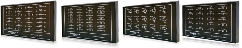 Rezystory, Kondensatory, Tranzystory, Diody, Indukcyjności, Potencjometry, LCD, ... - Banki Komponentów, typ: AB120 do AB128 HIK-Consulting | Stanowiska i Zestawy Edukacyjne Elektronika